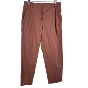Eileen Fisher Red Baggy Pants High Rise Pockets Organic Cotton Hemp Sz 8